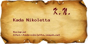 Kada Nikoletta névjegykártya